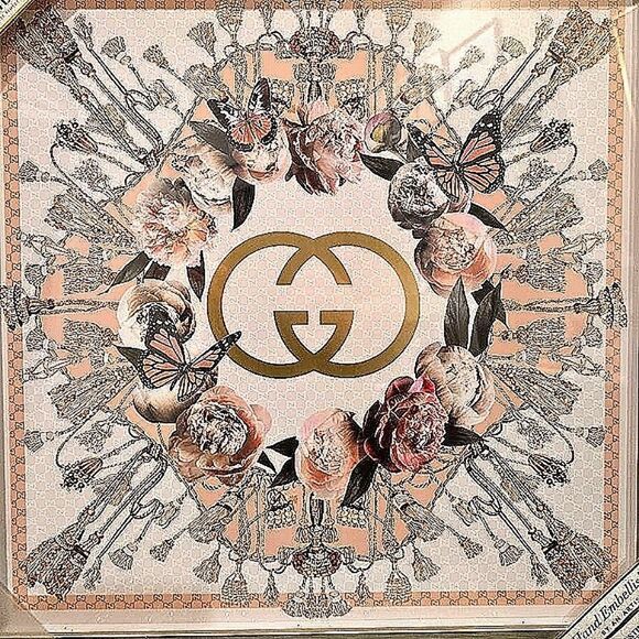 Instinct Style Gucci Interlocking Floral Butterflies Framed Wall Decor - Picture 2 of 6